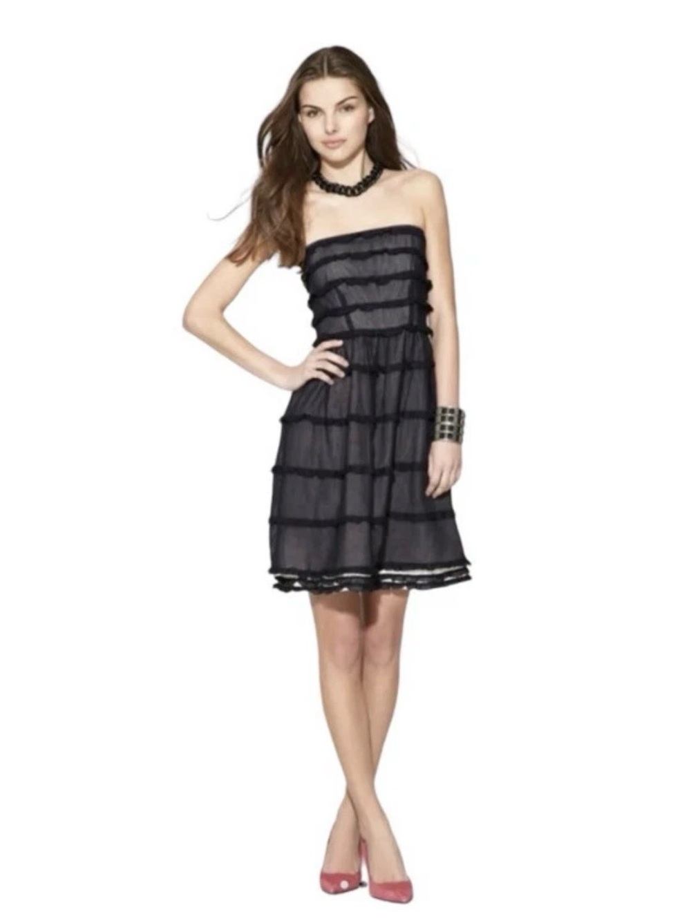Marc by Marc Jacobs Navy Blue Ruffle Tiered Strapless Mini Dress Size 4